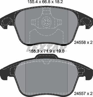 Textar 2455801 - Комплект спирачно феродо, дискови спирачки vvparts.bg