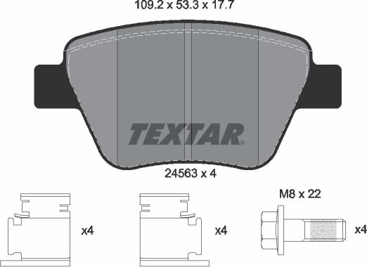 Textar 2456301 - Комплект спирачно феродо, дискови спирачки vvparts.bg