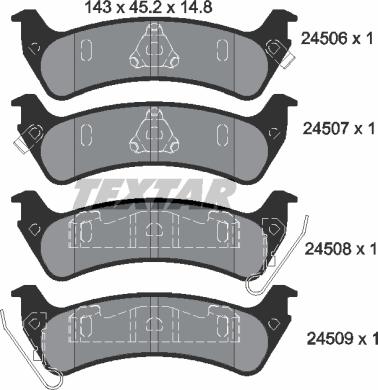 Textar 2450601 - Комплект спирачно феродо, дискови спирачки vvparts.bg