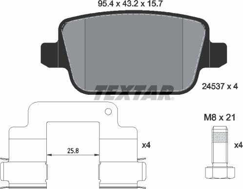 Textar 2453701 - Комплект спирачно феродо, дискови спирачки vvparts.bg