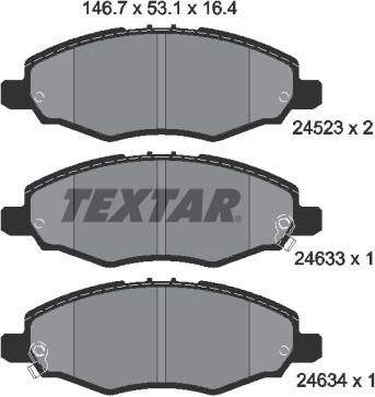 Textar 2452301 - Комплект спирачно феродо, дискови спирачки vvparts.bg