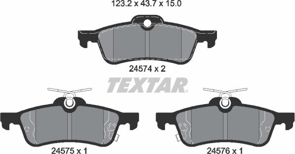Textar 2457401 - Комплект спирачно феродо, дискови спирачки vvparts.bg