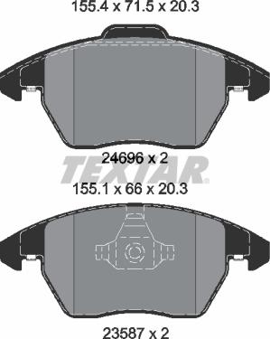 Textar 2469601 - Комплект спирачно феродо, дискови спирачки vvparts.bg