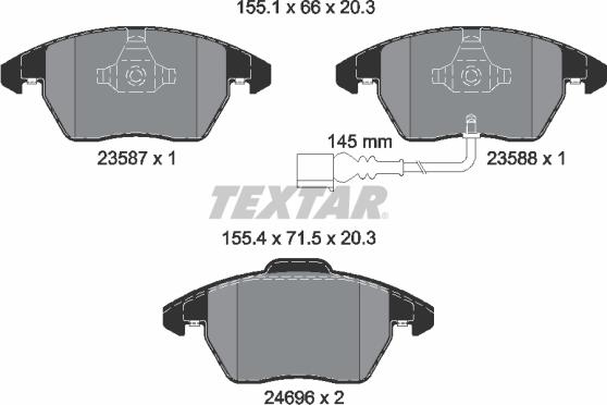Textar 2469602 - Комплект спирачно феродо, дискови спирачки vvparts.bg