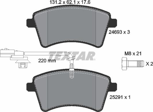 Textar 2469306 - Комплект спирачно феродо, дискови спирачки vvparts.bg