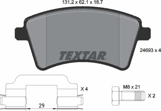 Textar 2469301 - Комплект спирачно феродо, дискови спирачки vvparts.bg