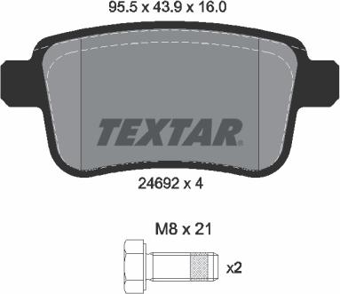 Textar 2469204 - Комплект спирачно феродо, дискови спирачки vvparts.bg