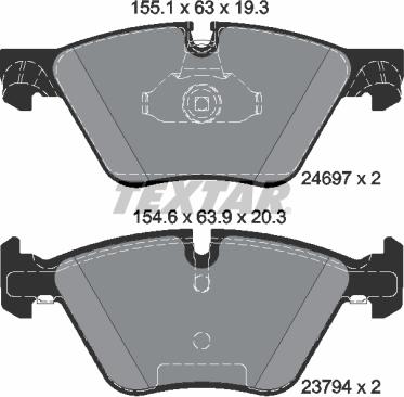 Textar 2469781 - Комплект спирачно феродо, дискови спирачки vvparts.bg