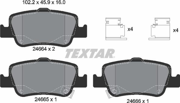 Textar 2466401 - Комплект спирачно феродо, дискови спирачки vvparts.bg