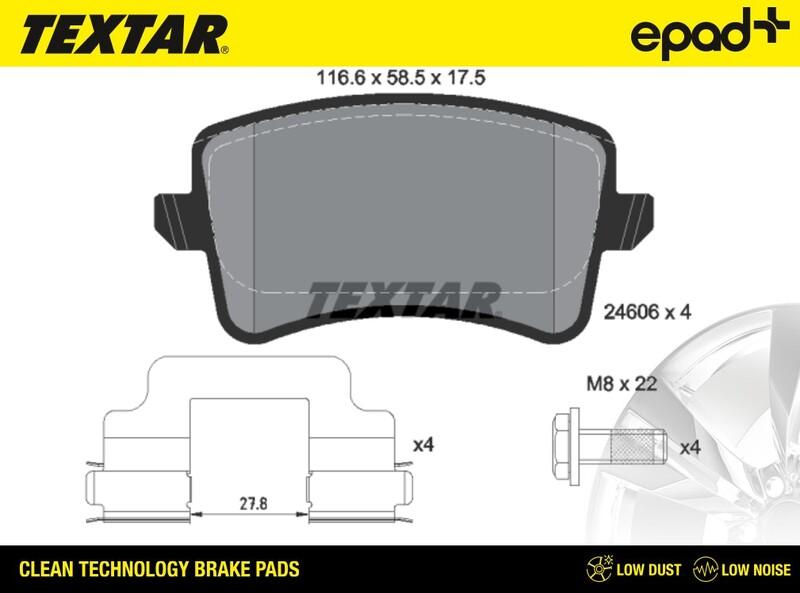 Textar 2460601CP - Комплект спирачно феродо, дискови спирачки vvparts.bg