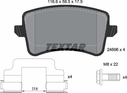 Textar 2460681 - Комплект спирачно феродо, дискови спирачки vvparts.bg