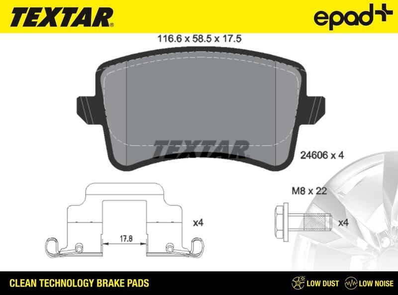 Textar 2460602CP - Комплект спирачно феродо, дискови спирачки vvparts.bg