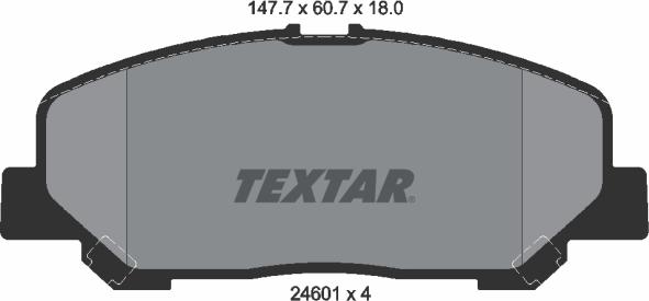 Textar 2460101 - Комплект спирачно феродо, дискови спирачки vvparts.bg