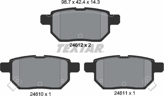 Textar 2461004 - Комплект спирачно феродо, дискови спирачки vvparts.bg