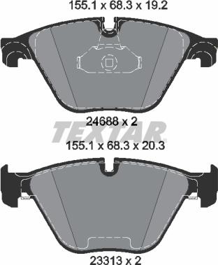 Textar 2468801 - Комплект спирачно феродо, дискови спирачки vvparts.bg