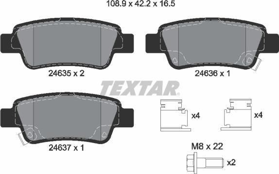 Textar 2463501 - Комплект спирачно феродо, дискови спирачки vvparts.bg