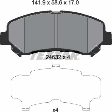 Textar 2463201 - Комплект спирачно феродо, дискови спирачки vvparts.bg
