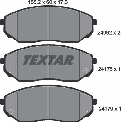 Textar 2409201 - Комплект спирачно феродо, дискови спирачки vvparts.bg