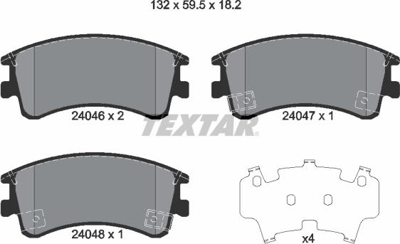 Textar 2404601 - Комплект спирачно феродо, дискови спирачки vvparts.bg