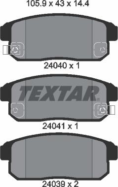 Textar 2404001 - Комплект спирачно феродо, дискови спирачки vvparts.bg