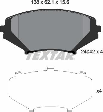 Textar 2404201 - Комплект спирачно феродо, дискови спирачки vvparts.bg