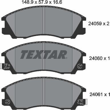 Textar 2405901 - Комплект спирачно феродо, дискови спирачки vvparts.bg