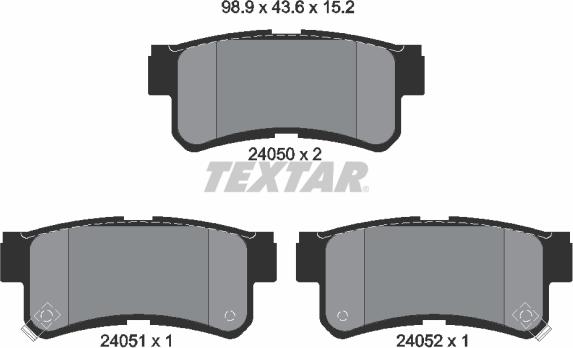 Textar 2405001 - Комплект спирачно феродо, дискови спирачки vvparts.bg