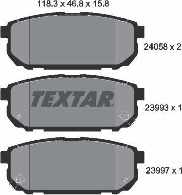 Textar 2405801 - Комплект спирачно феродо, дискови спирачки vvparts.bg