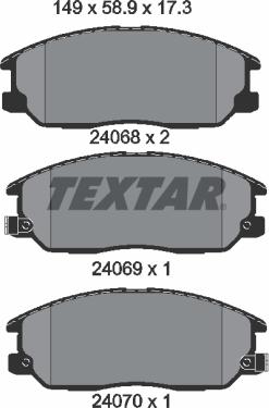 Textar 2406801 - Комплект спирачно феродо, дискови спирачки vvparts.bg