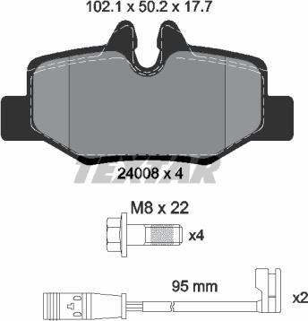 Textar 2400801 - Комплект спирачно феродо, дискови спирачки vvparts.bg