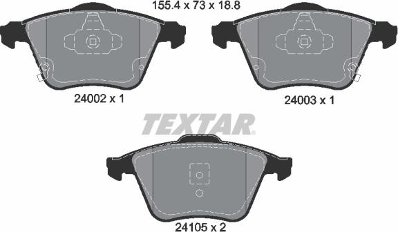 Textar 2400201 - Комплект спирачно феродо, дискови спирачки vvparts.bg