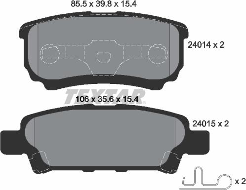 Textar 2401401 - Комплект спирачно феродо, дискови спирачки vvparts.bg