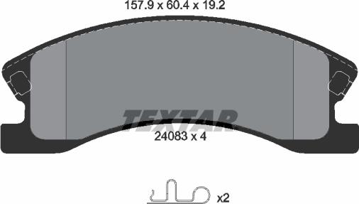 Textar 2408301 - Комплект спирачно феродо, дискови спирачки vvparts.bg