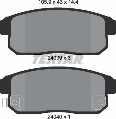 Textar 2403901 - Комплект спирачно феродо, дискови спирачки vvparts.bg