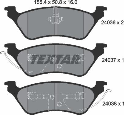 Textar 2403601 - Комплект спирачно феродо, дискови спирачки vvparts.bg