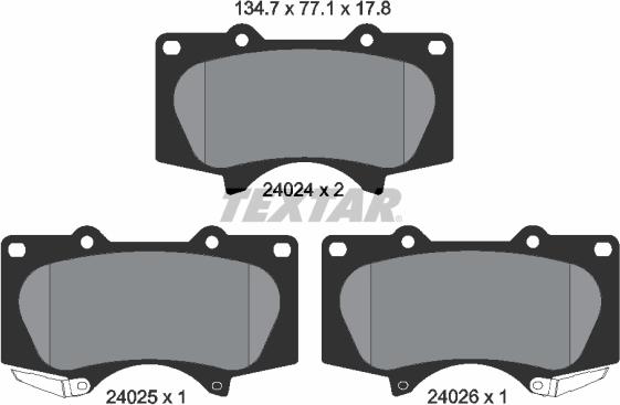 Textar 2402401 - Комплект спирачно феродо, дискови спирачки vvparts.bg