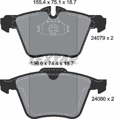 Textar 2407901 - Комплект спирачно феродо, дискови спирачки vvparts.bg