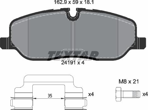 Textar 2419101 - Комплект спирачно феродо, дискови спирачки vvparts.bg