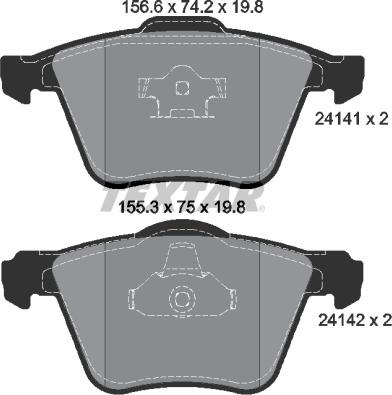 Textar 2414101 - Комплект спирачно феродо, дискови спирачки vvparts.bg