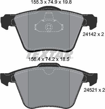 Textar 2414201 - Комплект спирачно феродо, дискови спирачки vvparts.bg