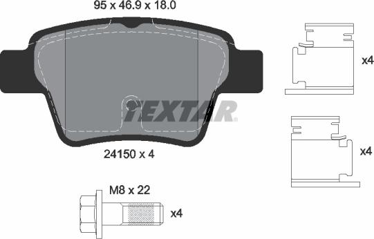 Textar 2415001 - Комплект спирачно феродо, дискови спирачки vvparts.bg