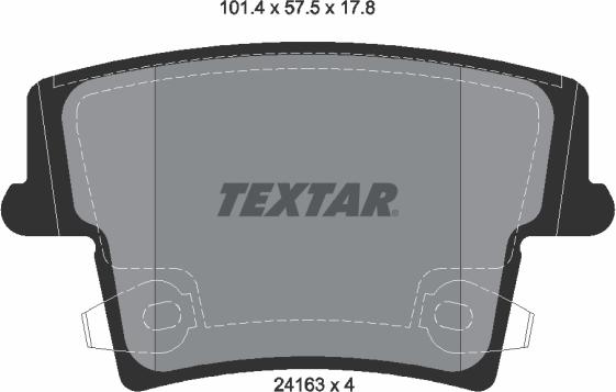 Textar 2416301 - Комплект спирачно феродо, дискови спирачки vvparts.bg