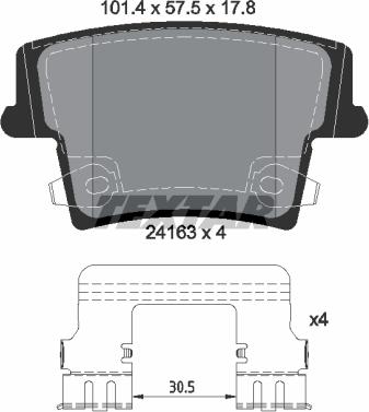 Textar 2416303 - Комплект спирачно феродо, дискови спирачки vvparts.bg