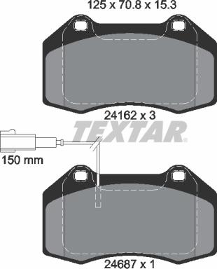 Textar 2416202 - Комплект спирачно феродо, дискови спирачки vvparts.bg