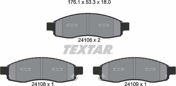 Textar 2410601 - Комплект спирачно феродо, дискови спирачки vvparts.bg