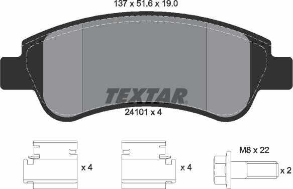 Textar 2410101 - Комплект спирачно феродо, дискови спирачки vvparts.bg