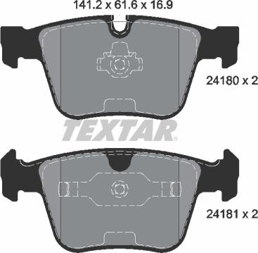 Textar 2418001 - Комплект спирачно феродо, дискови спирачки vvparts.bg