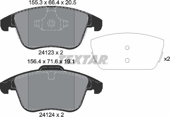 Textar 2412305 - Комплект спирачно феродо, дискови спирачки vvparts.bg