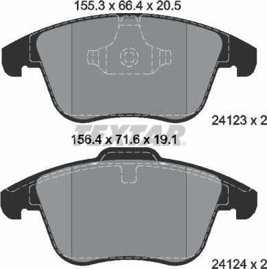 Textar 2412301 - Комплект спирачно феродо, дискови спирачки vvparts.bg