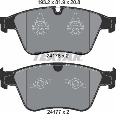 Textar 2417601 - Комплект спирачно феродо, дискови спирачки vvparts.bg